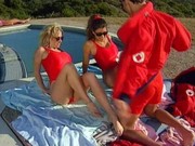 Sweet bianca trump with friend fucking a guy by the pool! ff